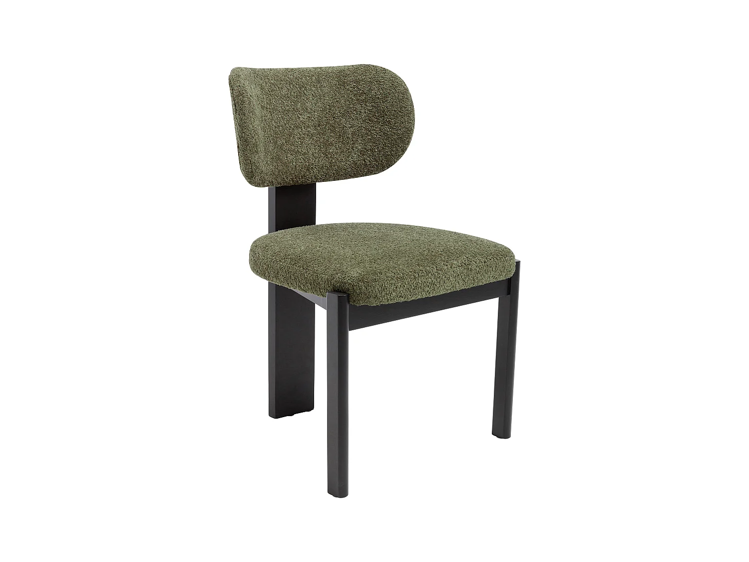 Lot de 2 chaises en tissu bouclette et bois d'hévéa noir - Kaki - WILANA