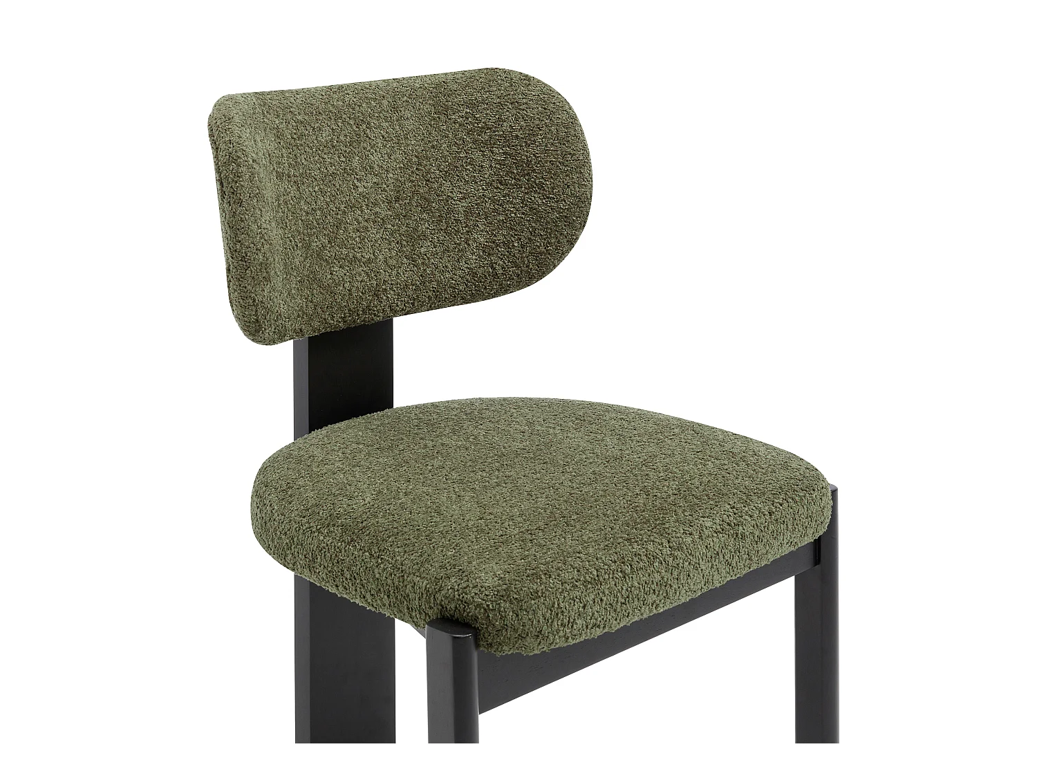 Lot de 2 chaises en tissu bouclette et bois d'hévéa noir - Kaki - WILANA