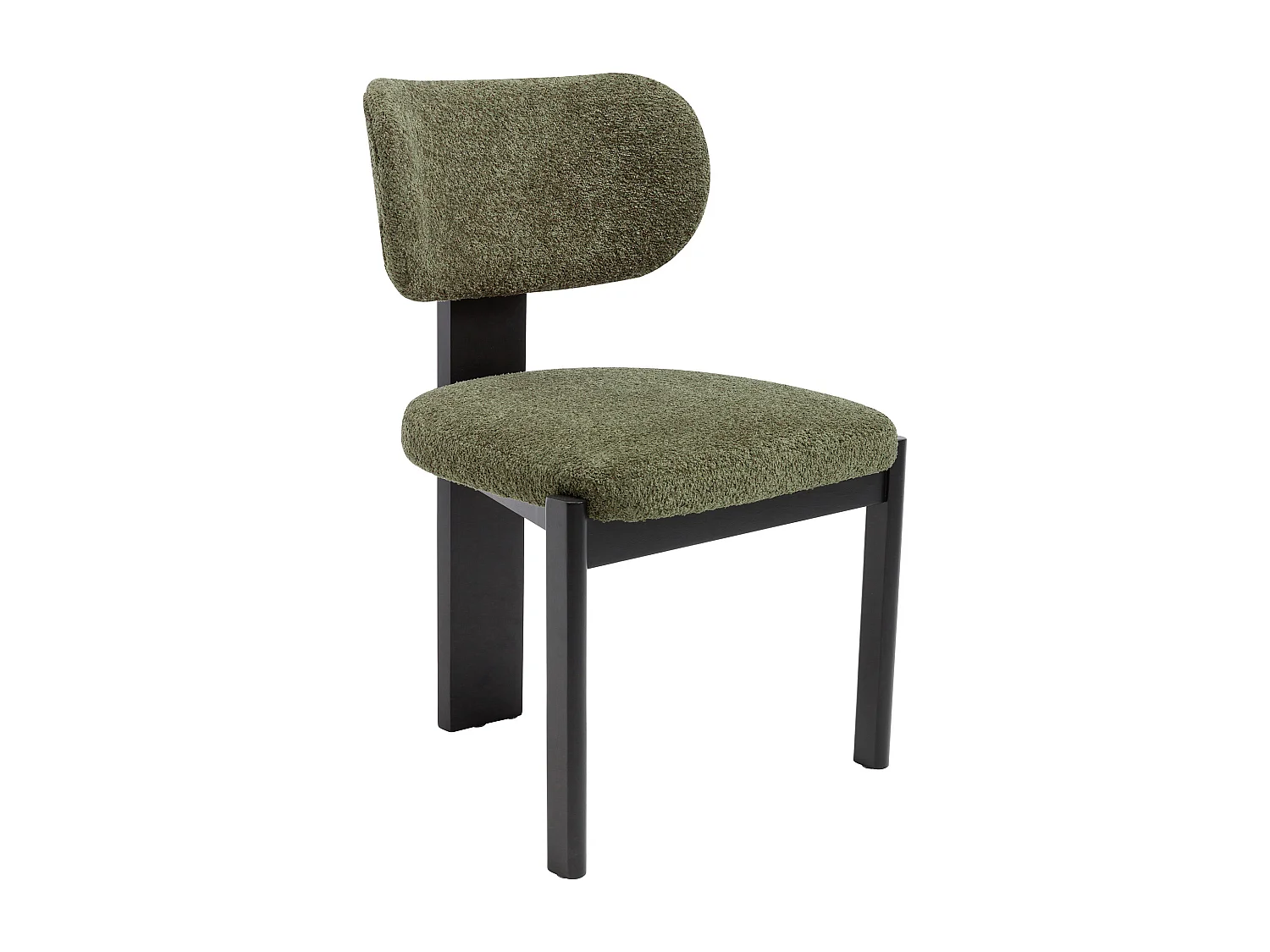 Set di 2 sedie in tessuto bouclé e legno di hevea nero - Kaki - WILANA