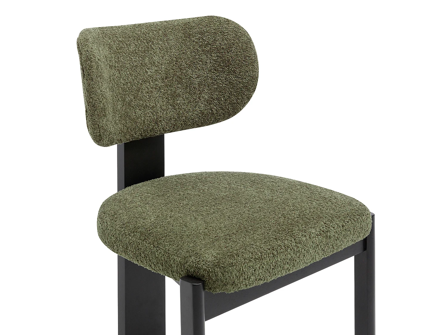 Set di 2 sedie in tessuto bouclé e legno di hevea nero - Kaki - WILANA