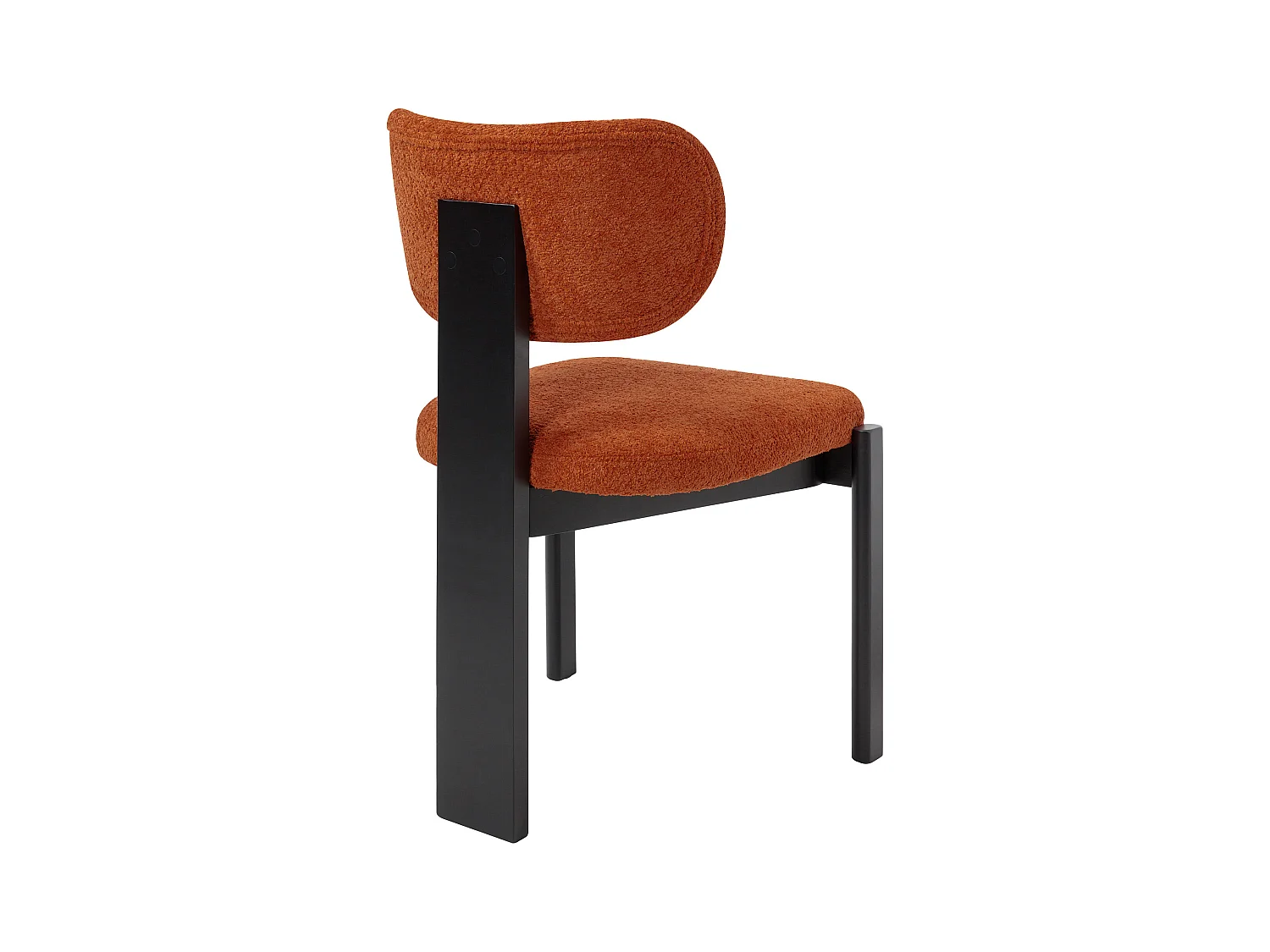 Lot de 2 chaises en tissu bouclette et bois d'hévéa noir - Terracotta - WILANA