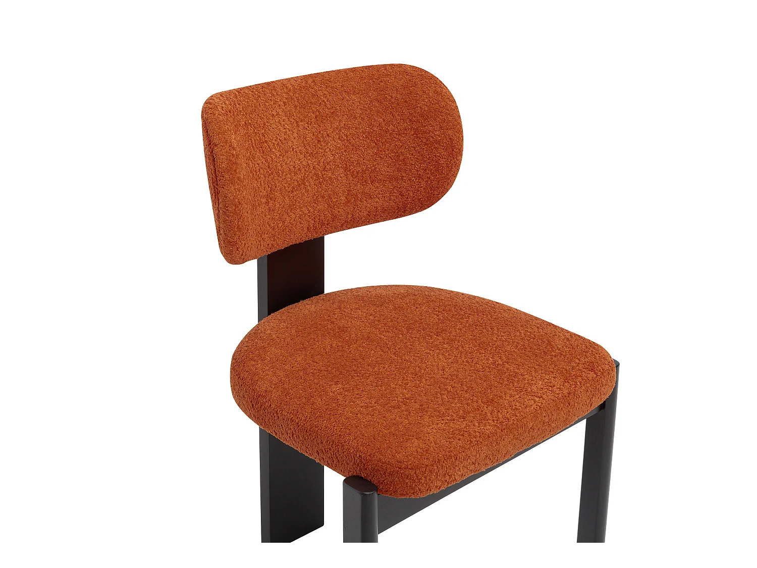 Lot de 2 chaises en tissu bouclette et bois d'hévéa noir - Terracotta - WILANA