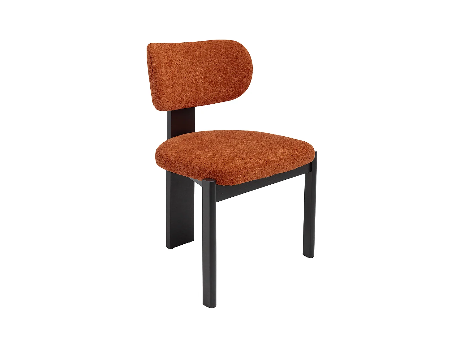 Lot de 2 chaises en tissu bouclette et bois d'hévéa noir - Terracotta - WILANA