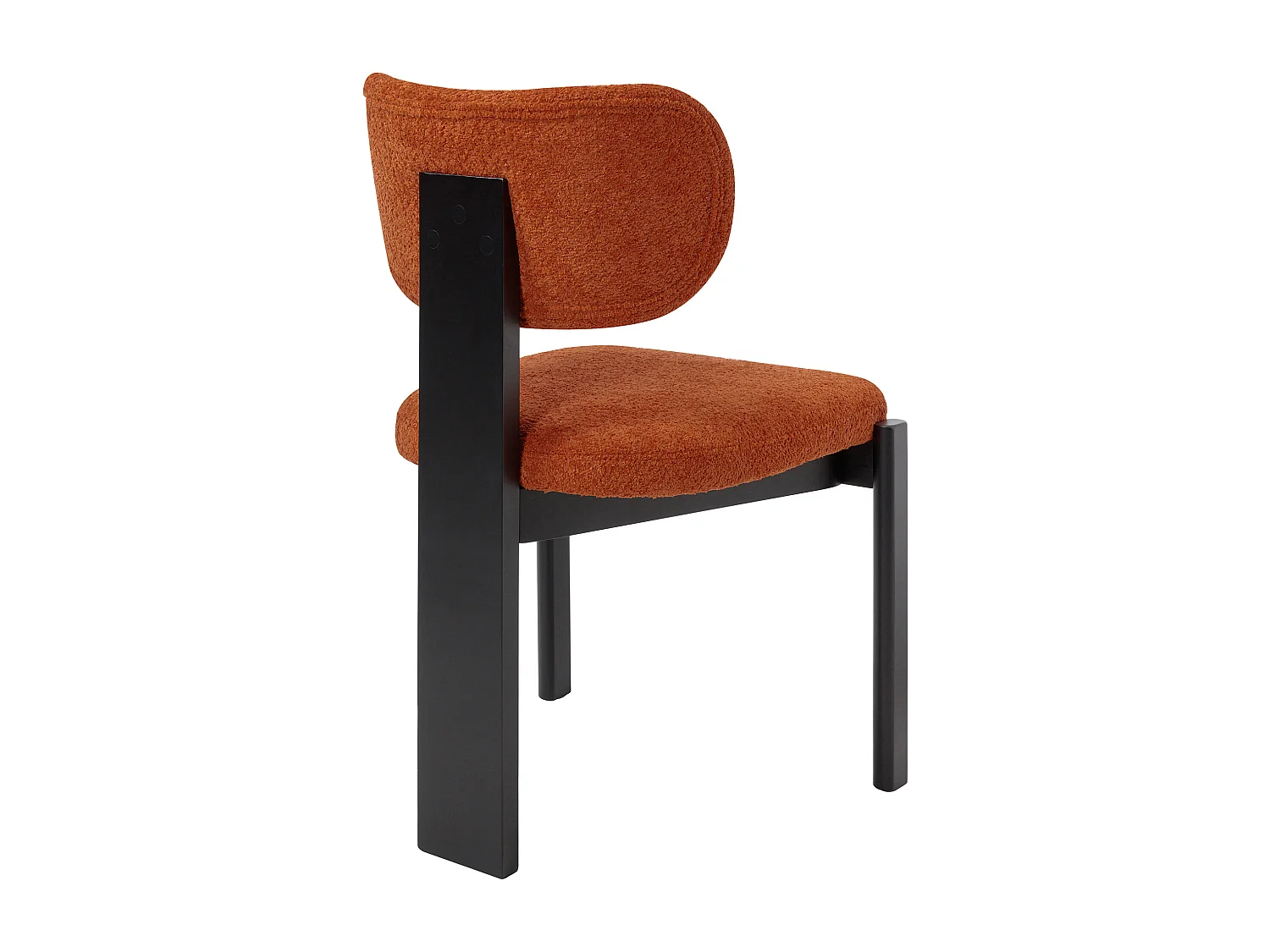 Lot de 2 chaises en tissu bouclette et bois d'hévéa noir - Terracotta - WILANA