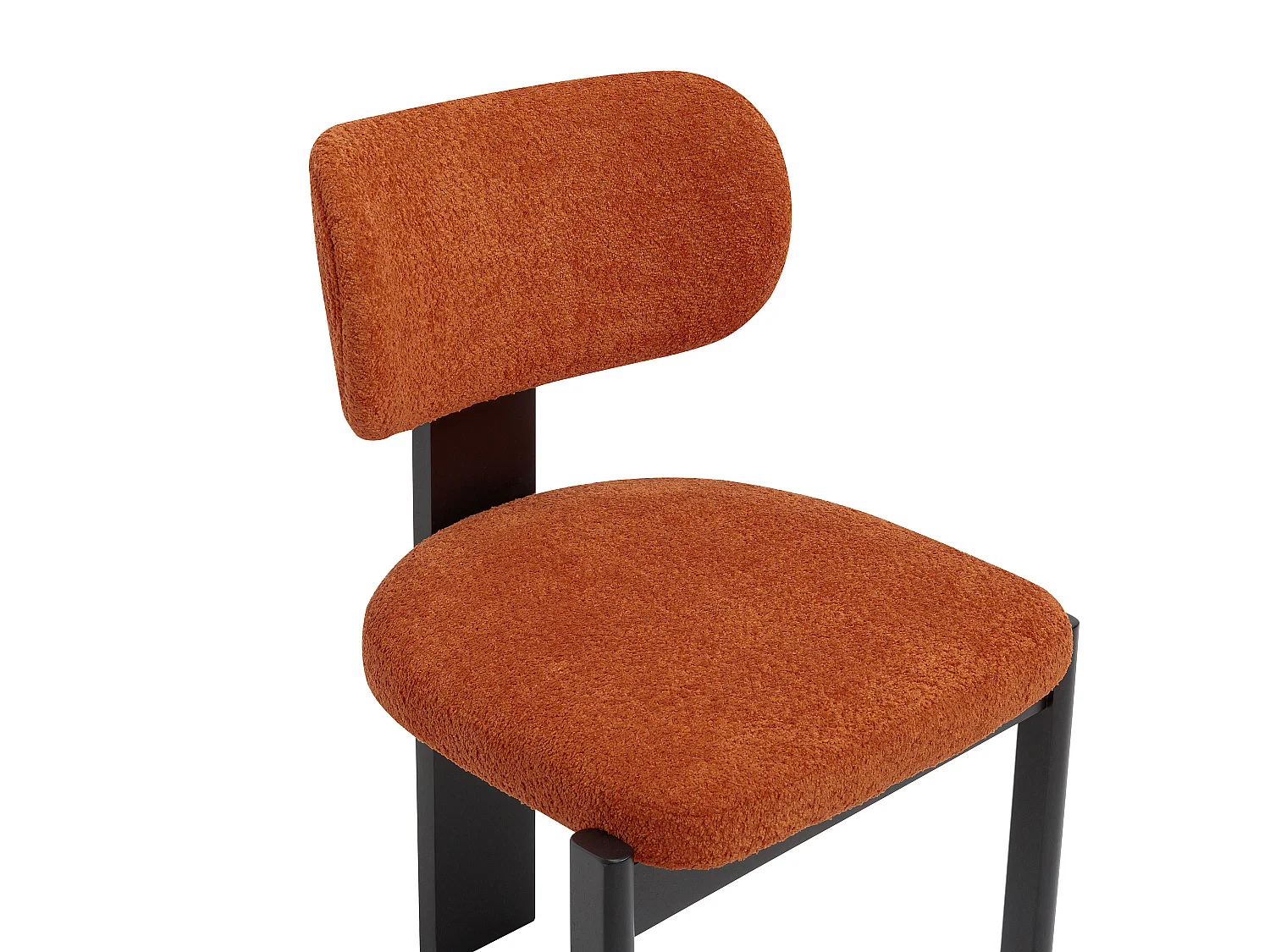 Lot de 2 chaises en tissu bouclette et bois d'hévéa noir - Terracotta - WILANA