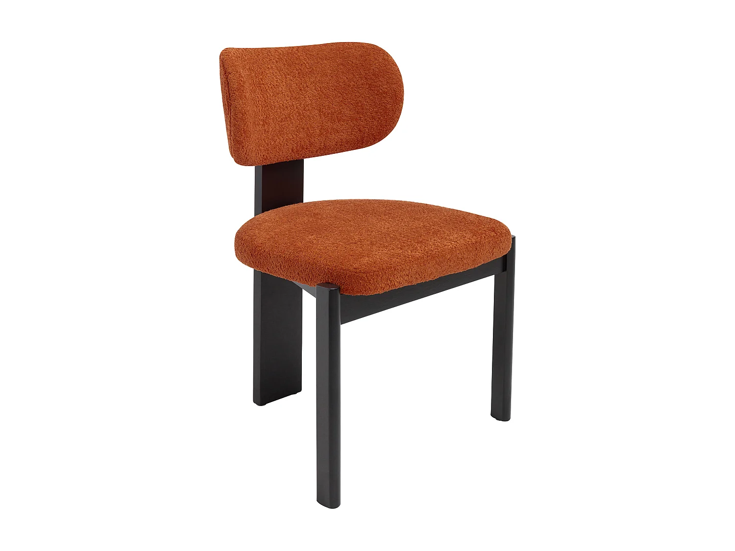 Lot de 2 chaises en tissu bouclette et bois d'hévéa noir - Terracotta - WILANA