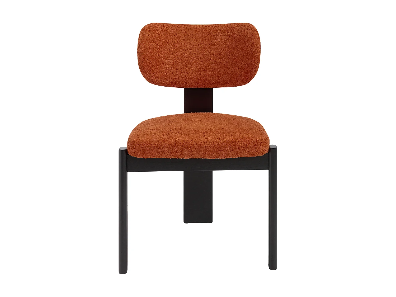 Lot de 2 chaises en tissu bouclette et bois d'hévéa noir - Terracotta - WILANA