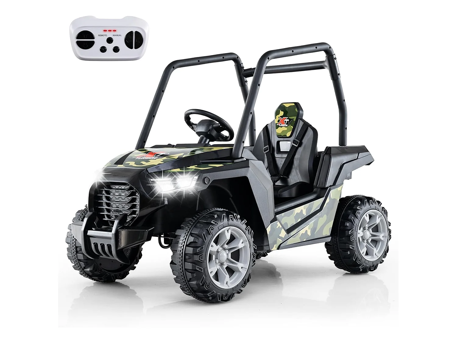 24V Voiture Électrique Enfant avec Télécommande & 3 Vitesses(2,5-4,5km/h), Véhicule Électrique à 4 Roues avec Musique & Lumières LED, Démarrage Lent (Vert)