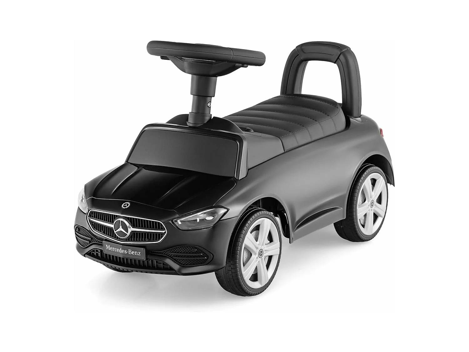 Mercedes-Benz Glijauto, glijvoertuig met opbergruimte onder de zitting, schuifwagen met claxon en motorgeluid, voor kinderen vanaf 1 jaar (zwart)
