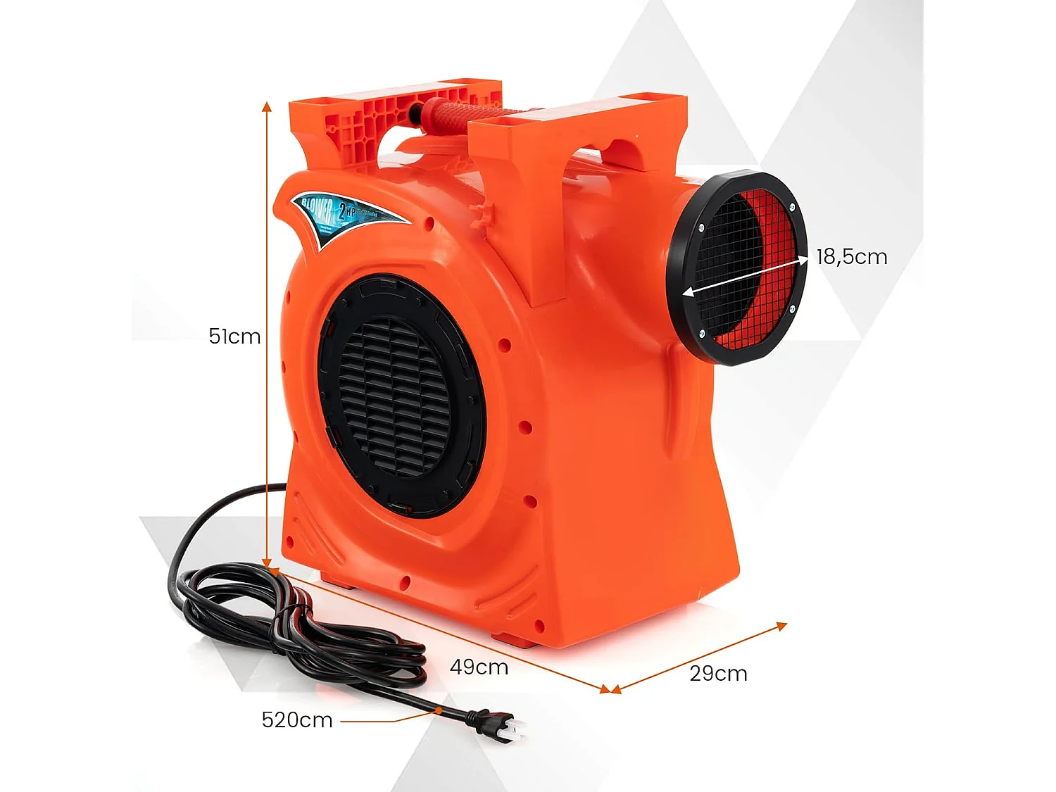 Gonfleur Électrique 220-240V/2300 W Portable & Empilable, Pompe à Air Électrique avec Moteur Puissant et Coussinets Antidérapants pour Château Gonflable et Toboggan