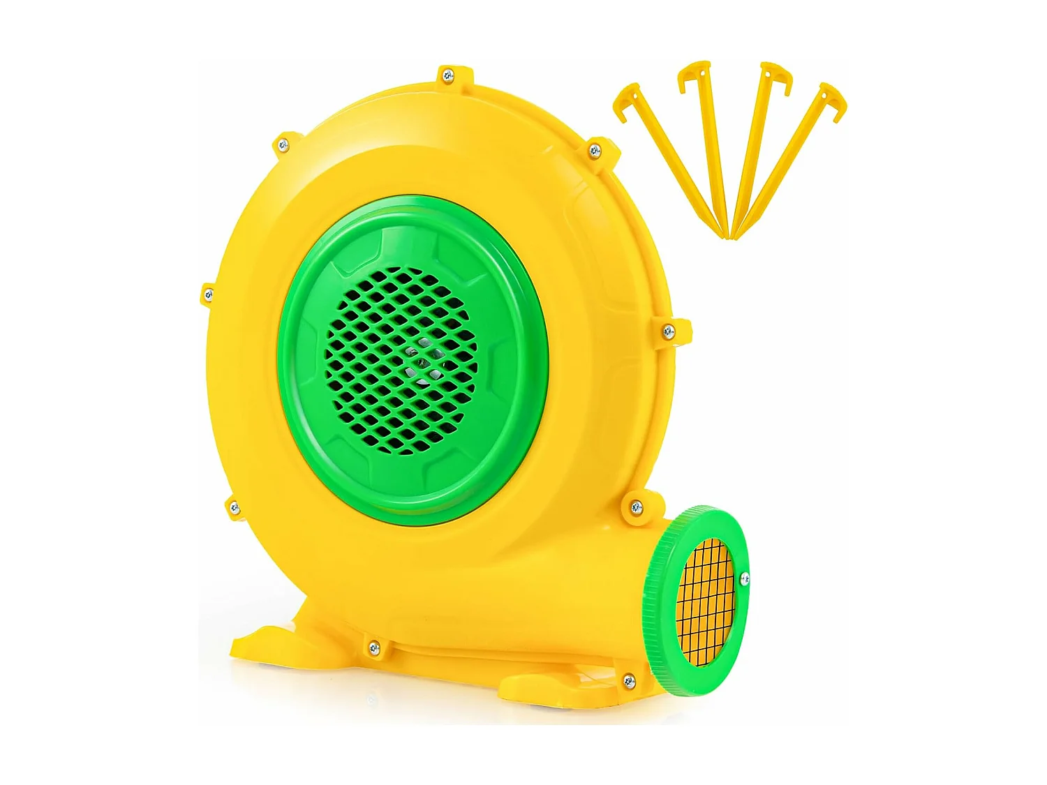 Gonfleur Électrique 550W avec Poignée Pratique & Piquets de Sol, Pompe à Air avec Cordon 4m & Couvercle en Maille, Souffleur d'air pour Château Gonflable (550W)