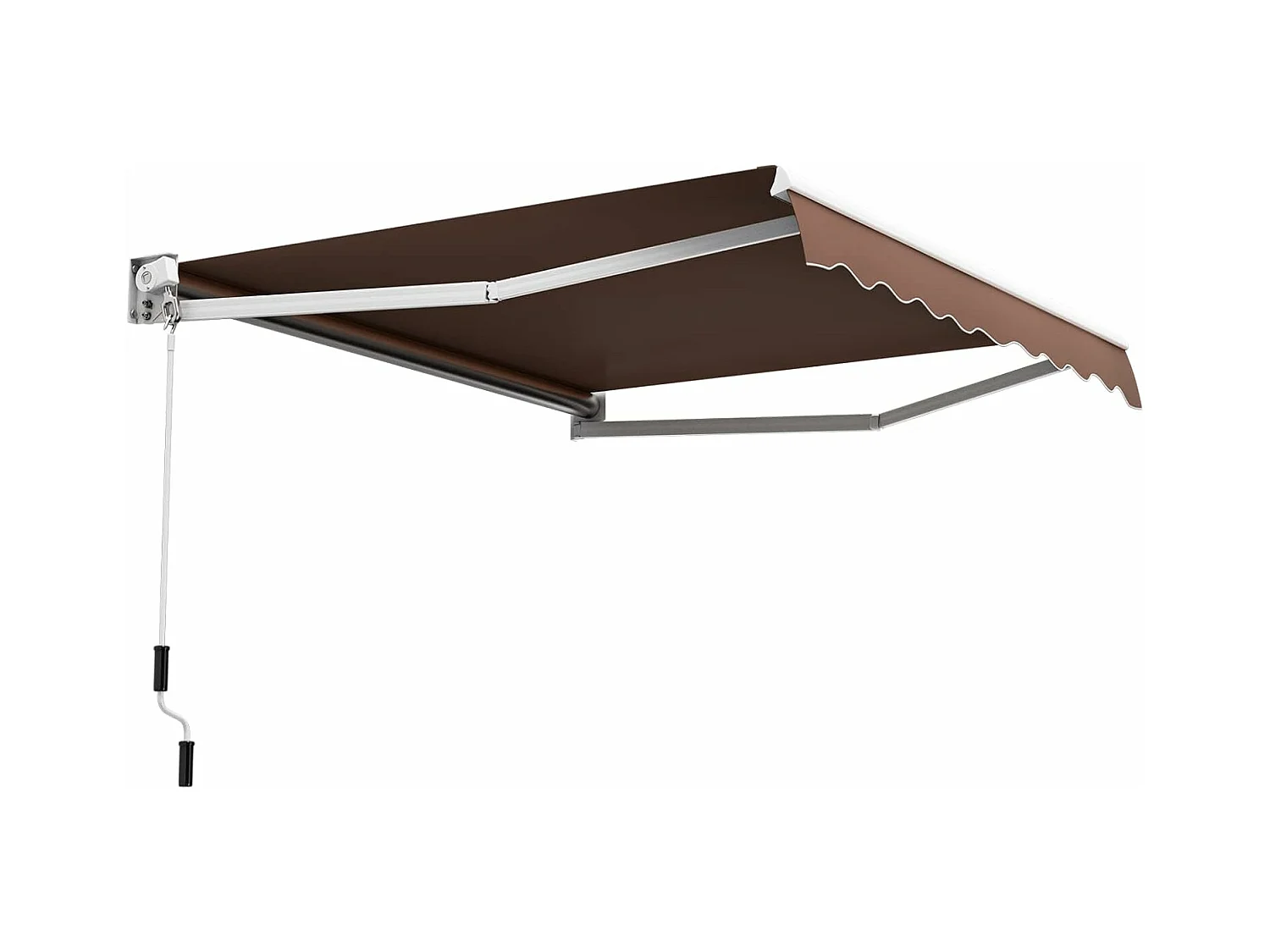 295 x 250 cm handmatig intrekbaar zonnescherm, verstelbare hoek 40°-100°, aluminium terraszonwering met zwengel, UV- en waterbestendig materiaal (bruin)
