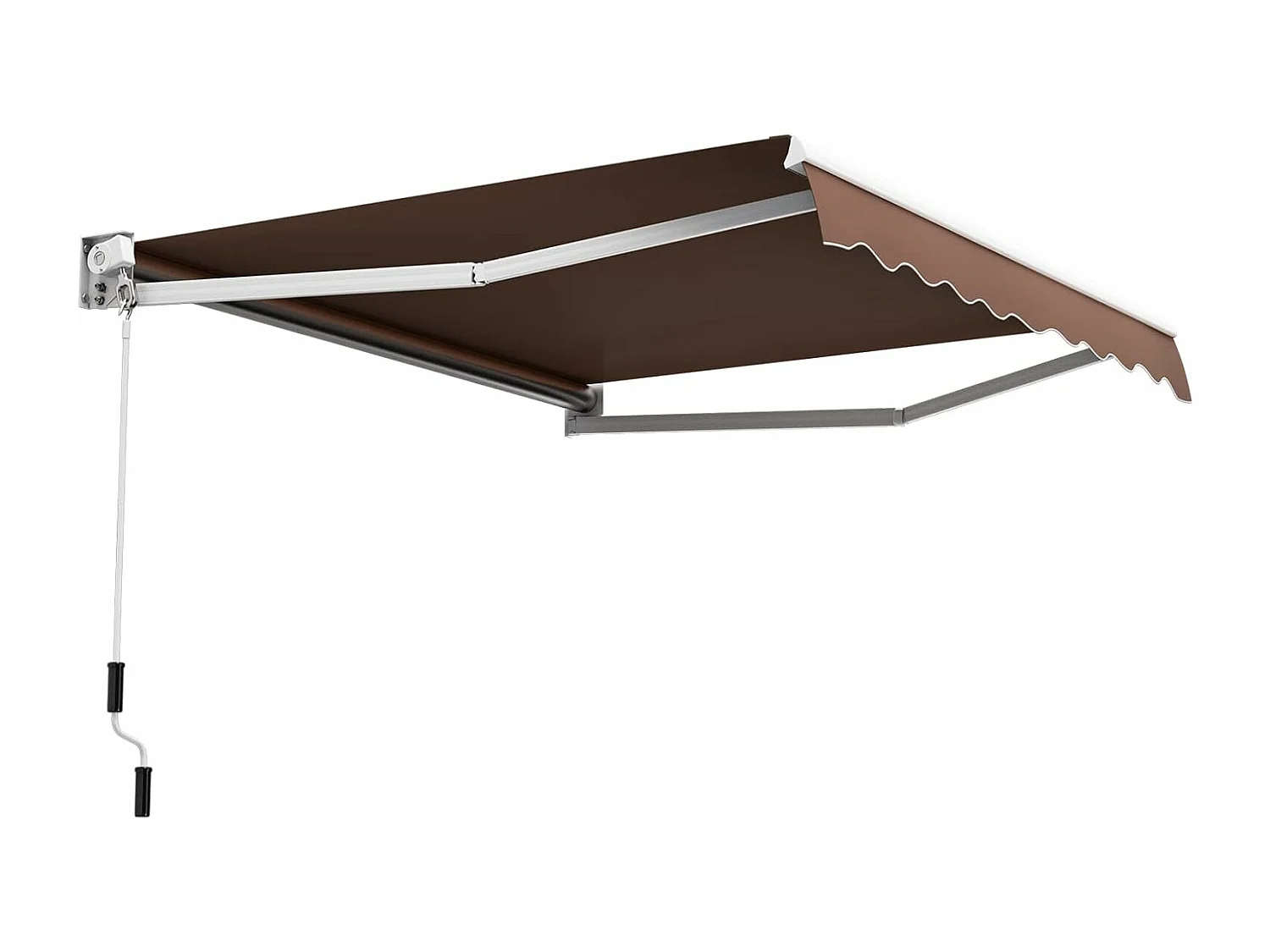 Store Banne Manuel Rétractable de 295 x 250CM Angle Ajustable 40°-100°, Auvent de Terrasse en Aluminium Manivelle Tissu Résistant aux UV et Eau (Marron)