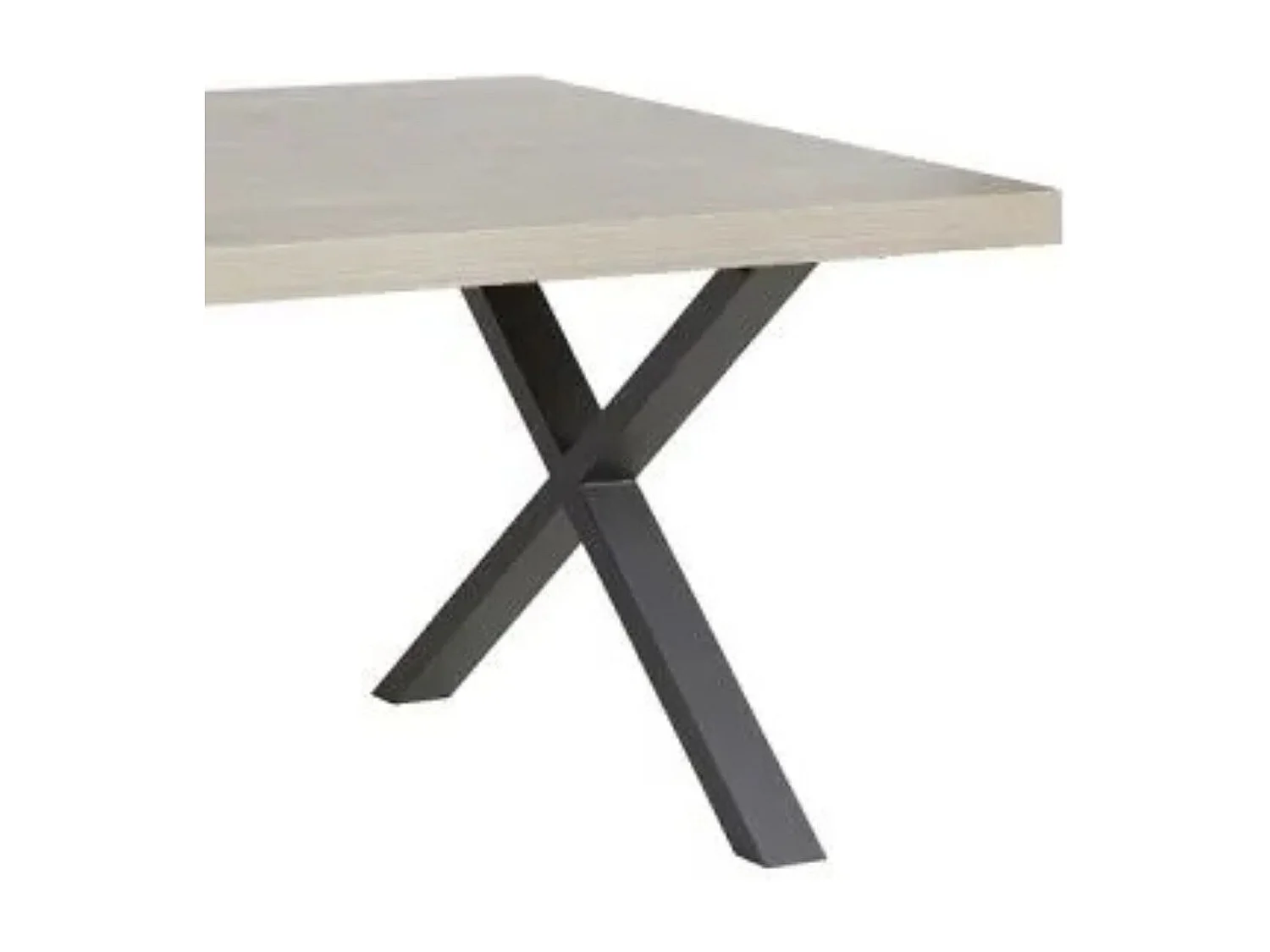 Table repas 200cm plateau aspect bois clair pieds X métal noir - BEACH