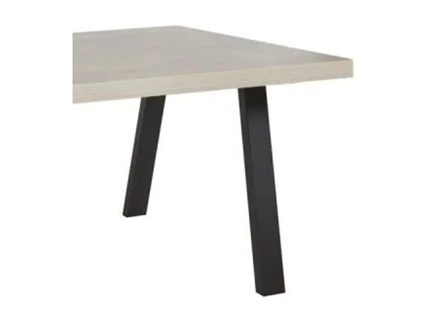 Table repas 200cm plateau aspect bois clair pieds U métal noir - BEACH