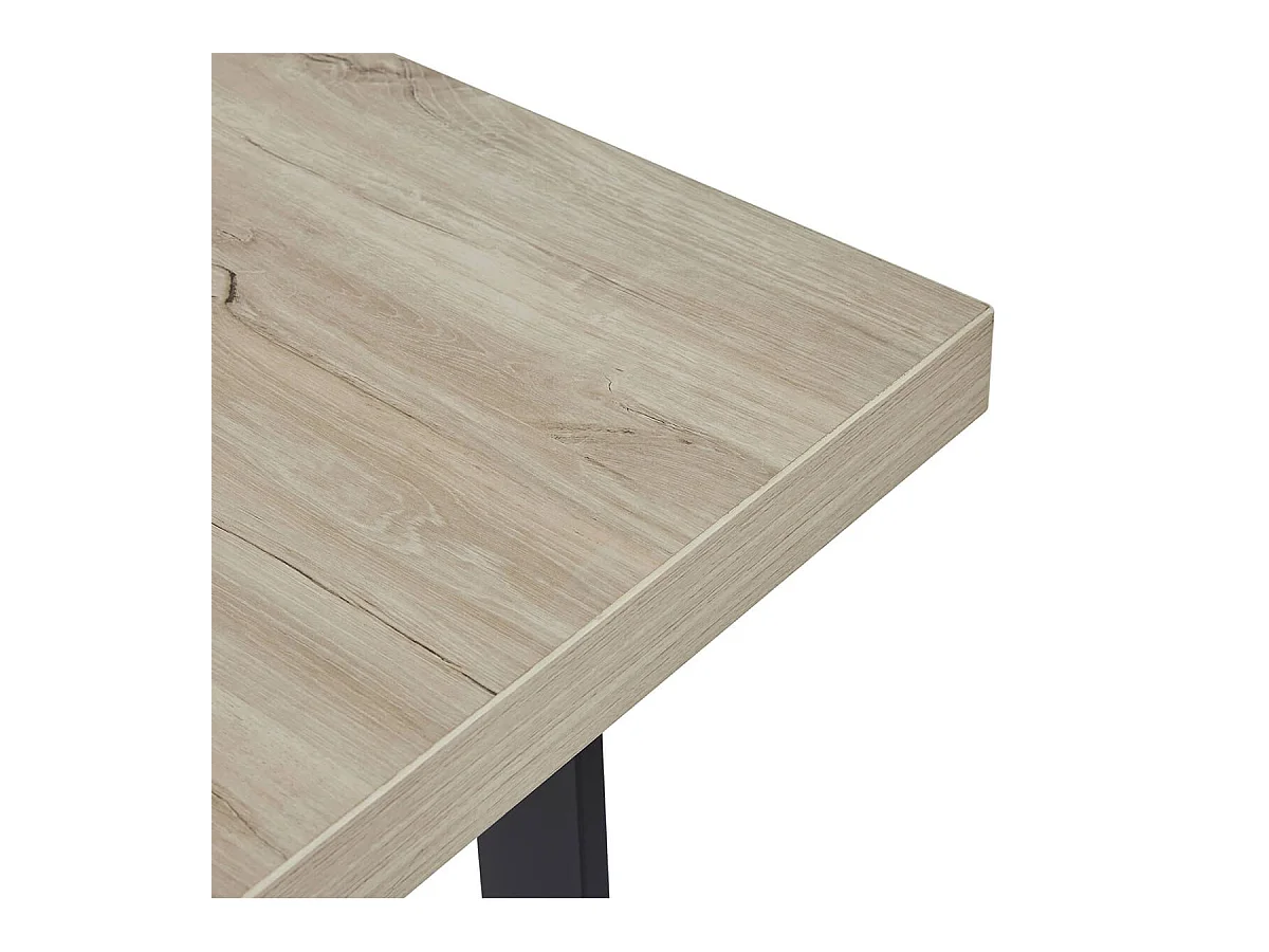 Table repas 200cm plateau aspect bois clair pieds A métal noir - BEACH