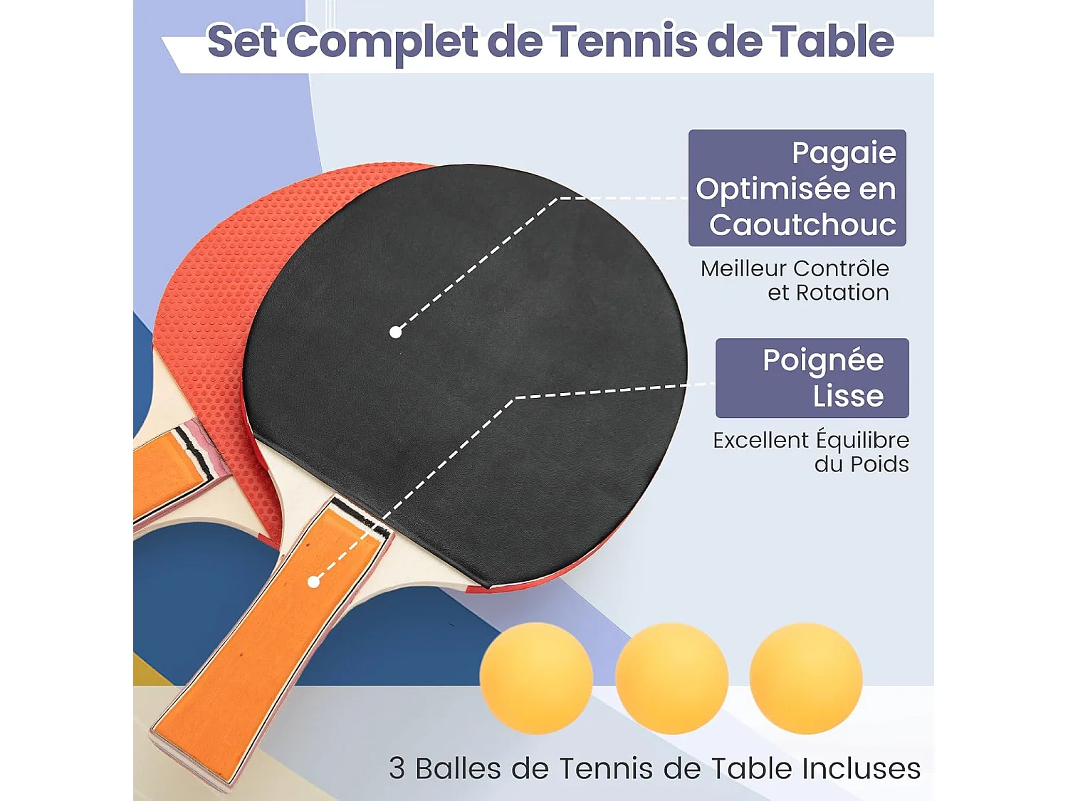 Table de Ping-Pong Pliable Peu Encombrante avec Filet, Tennis de Table avec 2 Raquettes 3 Balle Pieds Réglables, pour Extérieur et Intérieur 180 x 90 x 76 cm (Bleu)