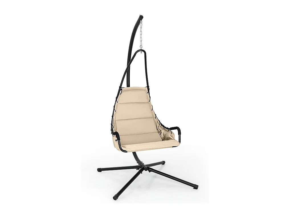 Fauteuil Suspendu avec Support en Acier, Balançoire Suspendue avec Siège Rembourré Extra Large, Chaise Hamac pour l'Intérieur et l'Extérieur, Charge 120 KG (Beige)