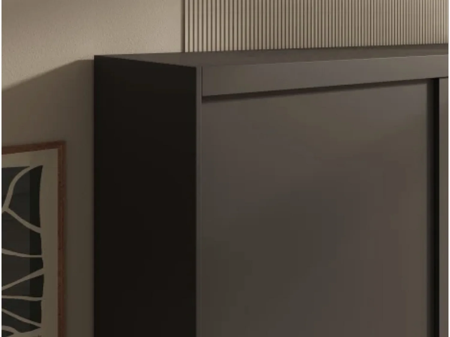 Armoire coulissante BALEY avec miroir – Dressing moderne et gain de place-Noir-Largeur 180 cm