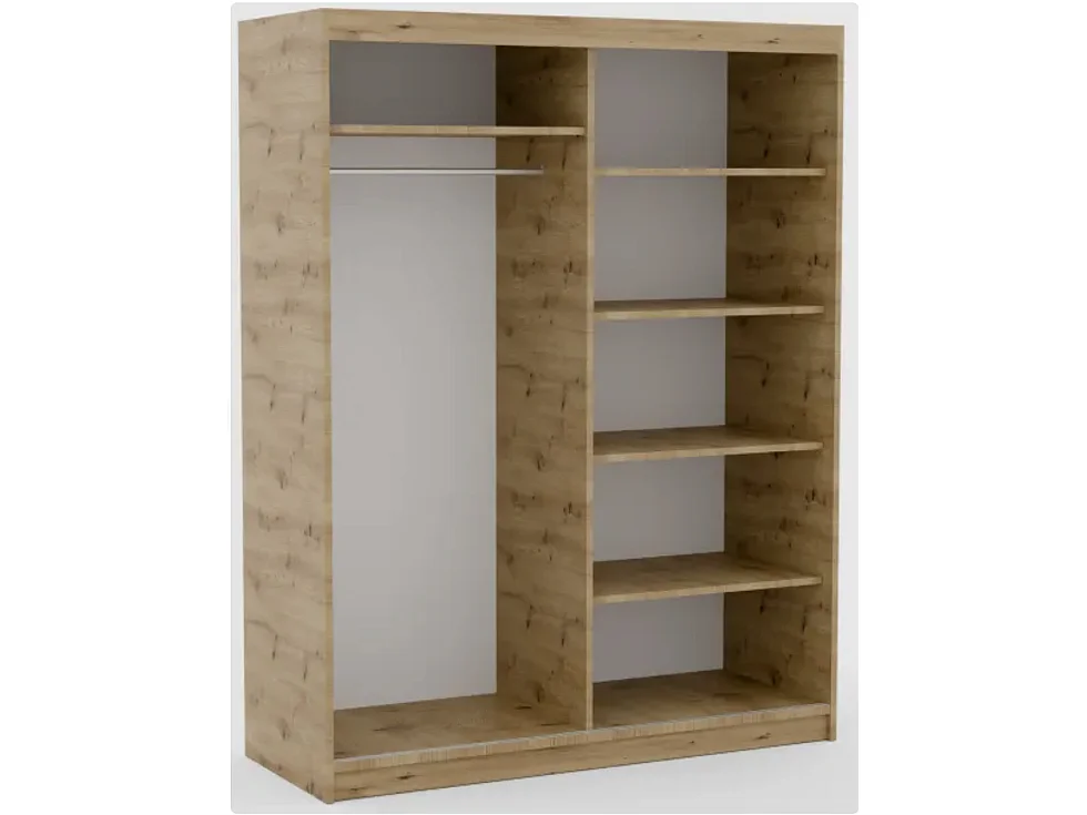 Mueble almacenaje Kela Bright de madera lacada en blanco con 2 puertas-Natural-Anchura 180 cm