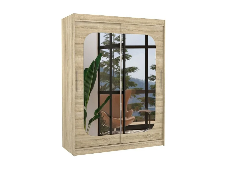 Armoire Ever (150cm)/portes coulissantes/miroir/Sonoma