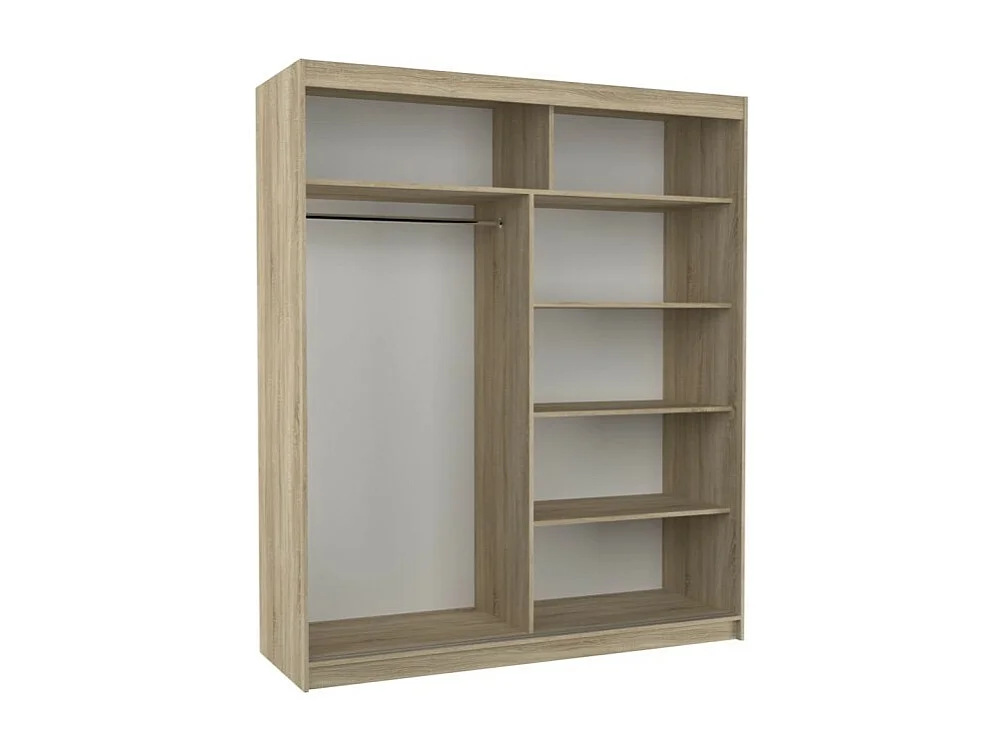 Armoire Lotte (180cm)/portes coulissantes/miroir/LED/Marron