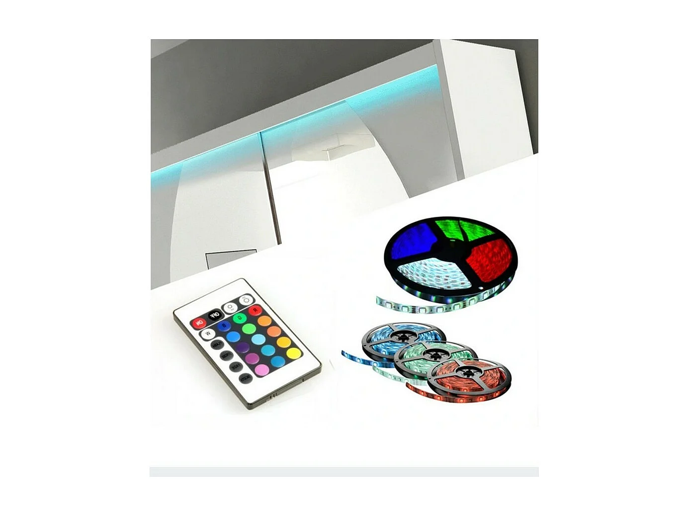 Armoire Lotte (180cm)/portes coulissantes/miroir/LED/Marron