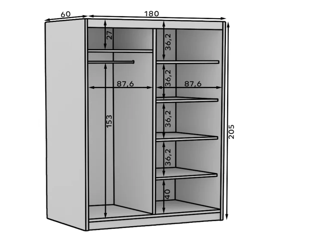 Mueble almacenaje Kela Bright de madera lacada en blanco con 2 puertas-Natural y negro-Anchura 180 cm