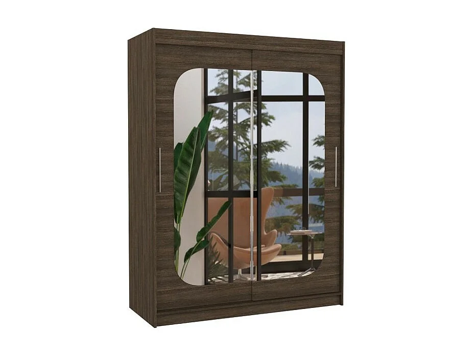 Armoire Ever (150cm)/portes coulissantes/miroir/Blanc