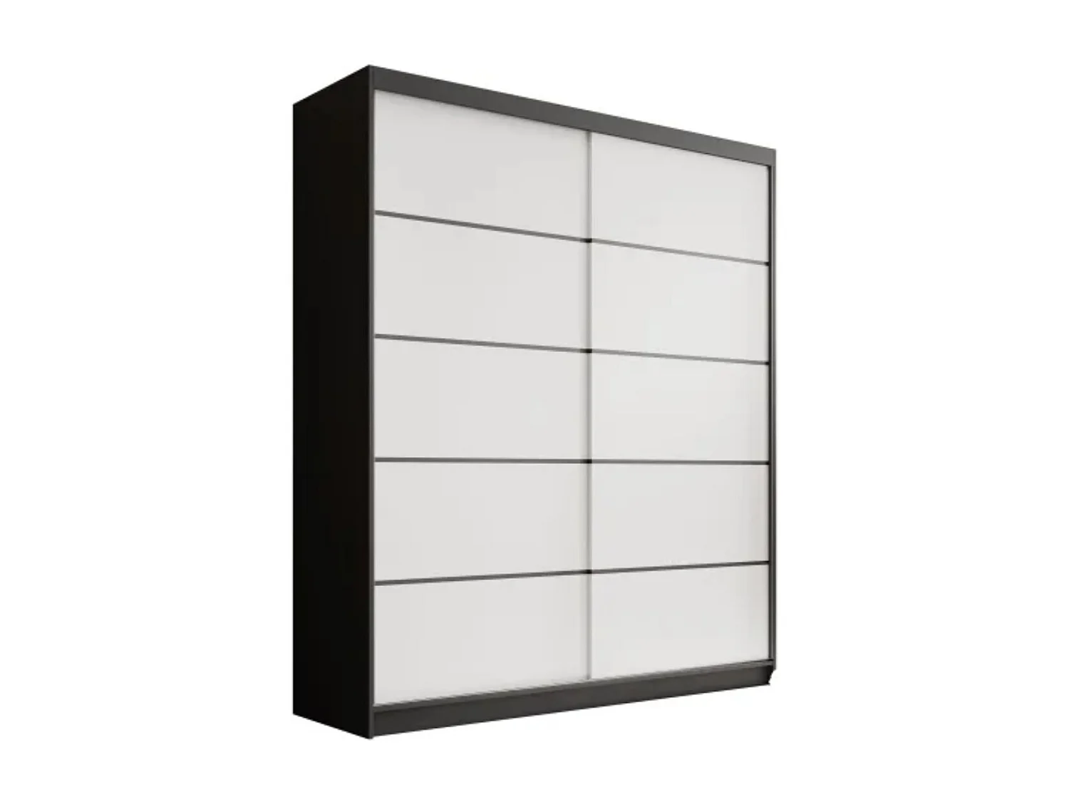 Armoire coulissante 2 portes ANLY 180cm – Dressing moderne-Blanc/Noir