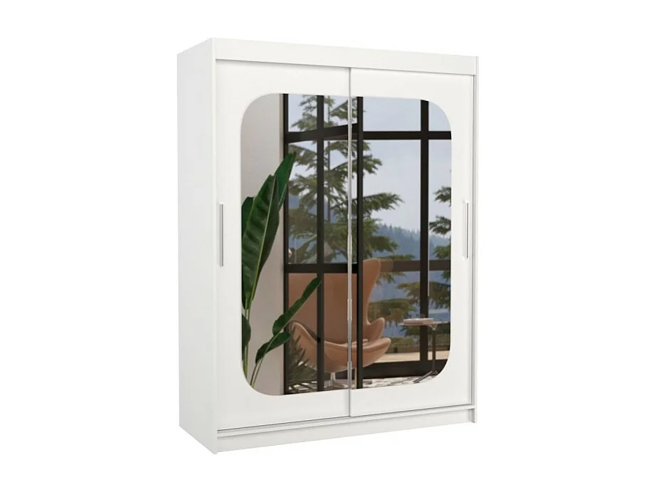 Armoire Ever (150cm)/portes coulissantes/miroir/Blanc