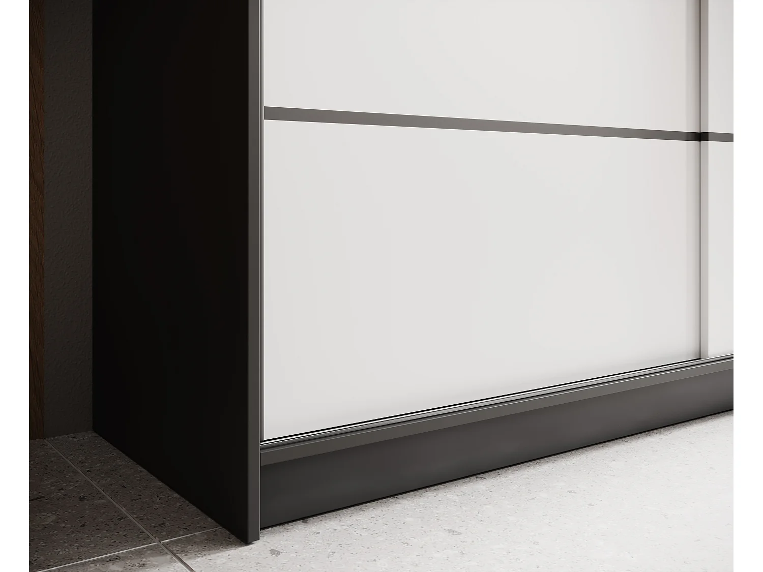 Armoire coulissante 2 portes ANLY 180cm – Dressing moderne-Noir/Blanc