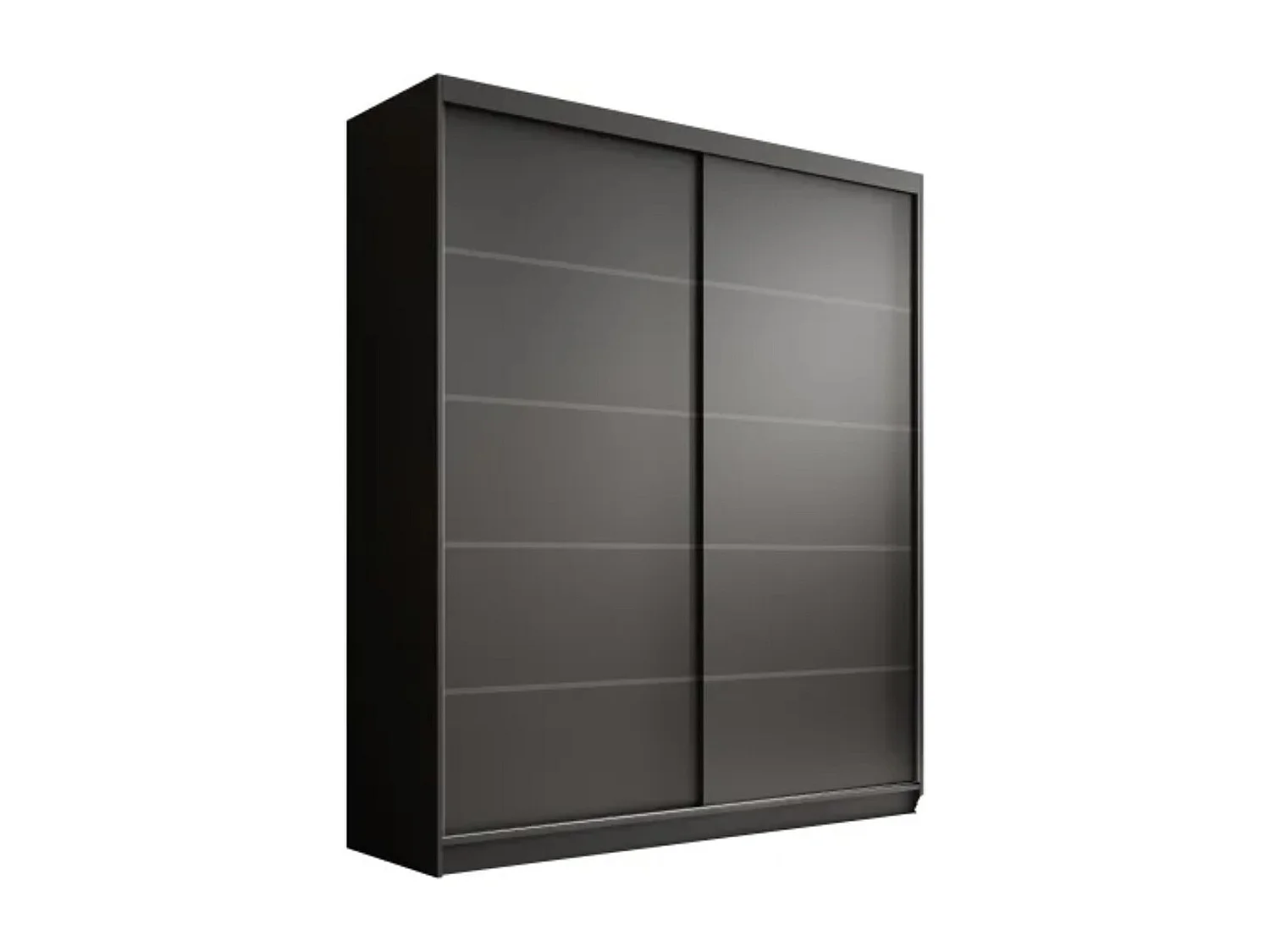 Armoire coulissante 2 portes ANLY 180cm – Dressing moderne-Noir/Blanc