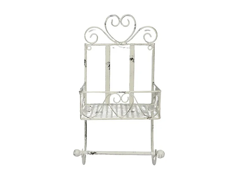 Etagère murale dérouleur essuie-tout en métal blanc 38 x 18.5 cm