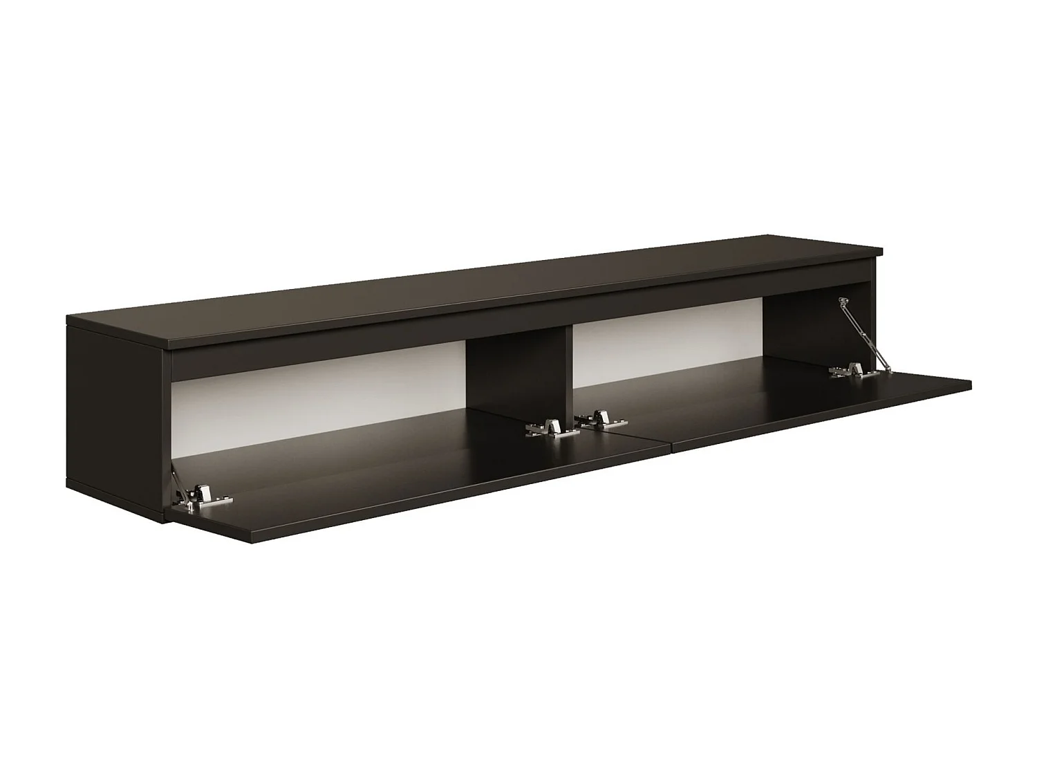 Meuble TV 2 portes -suspendu - 175 cm - noir - BEMMI