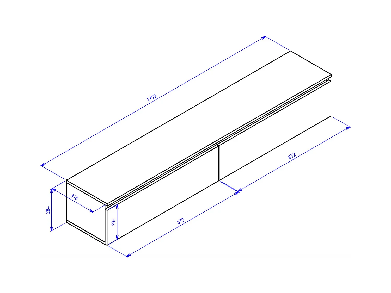 Mobile TV sospeso a 2 ante -175 cm -noce del Wisconsin -BEMMI