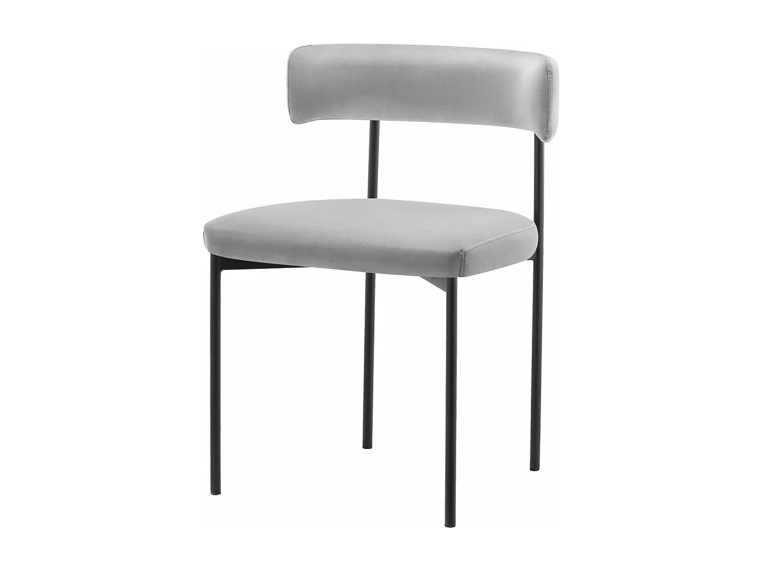 Chaise rembourré - velours gris - pieds en métal noir - LOANNY