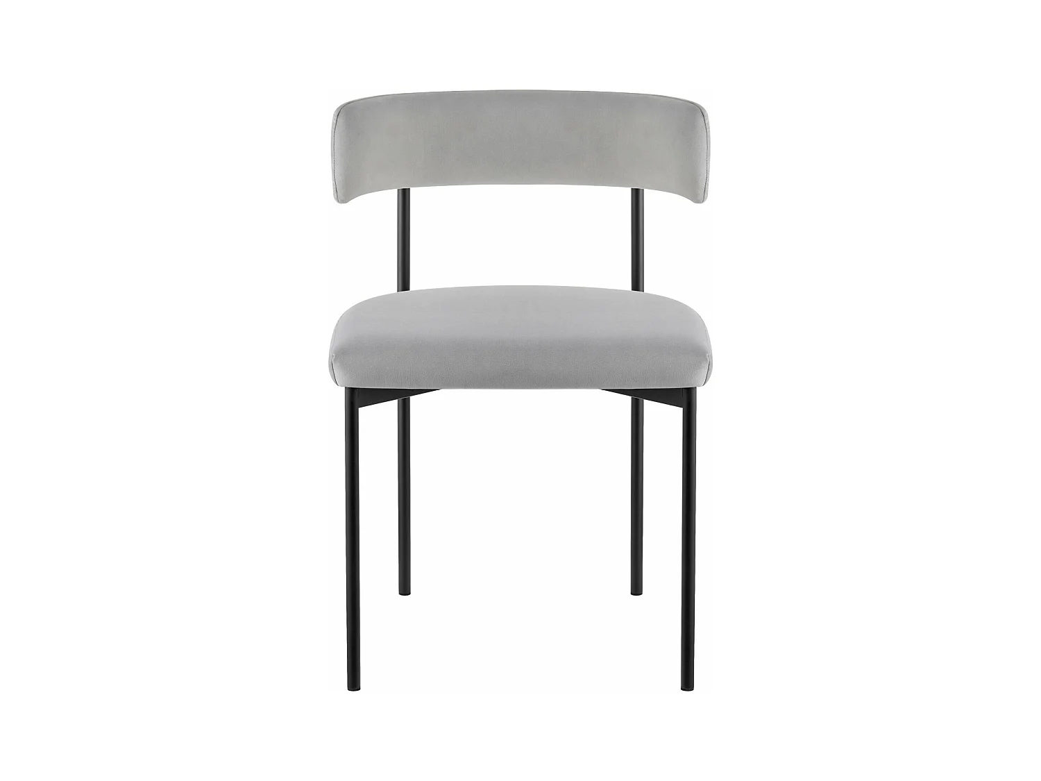 Chaise rembourré - velours gris - pieds en métal noir - LOANNY