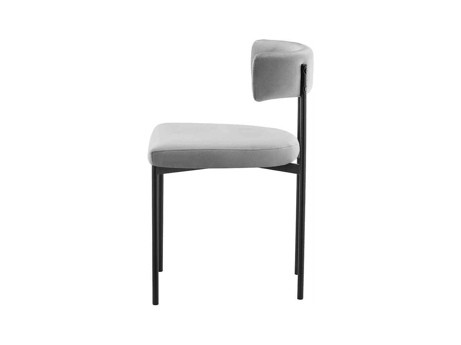 Chaise rembourré - velours gris - pieds en métal noir - LOANNY