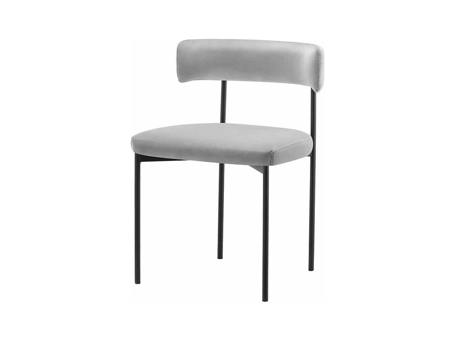 Chaise rembourré - velours gris - pieds en métal noir - LOANNY
