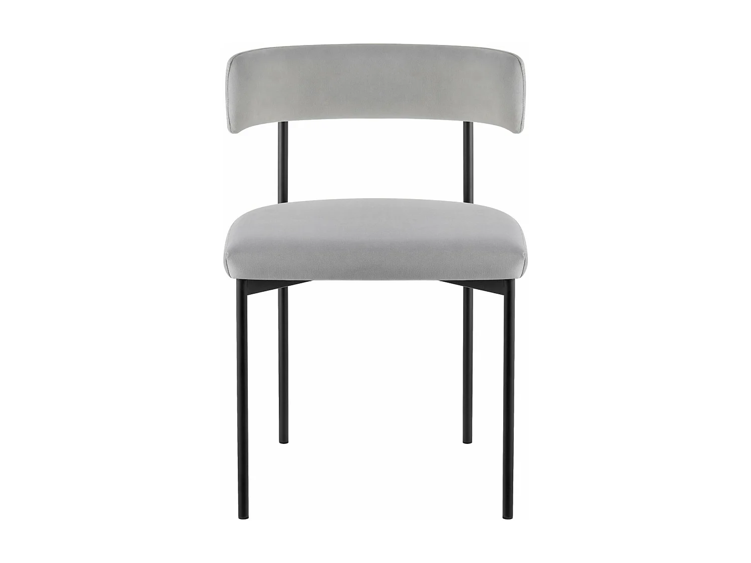 Gestoffeerde stoel - grijs fluweel - zwarte metalen poten - LOANNY