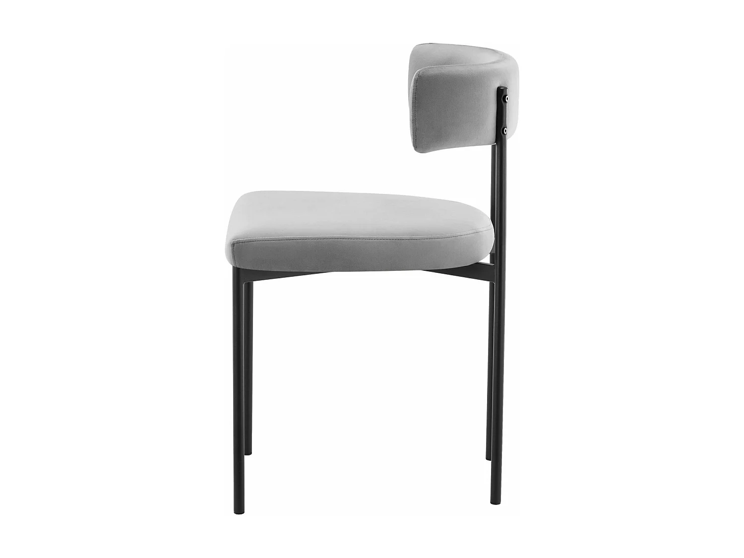 Gestoffeerde stoel - grijs fluweel - zwarte metalen poten - LOANNY