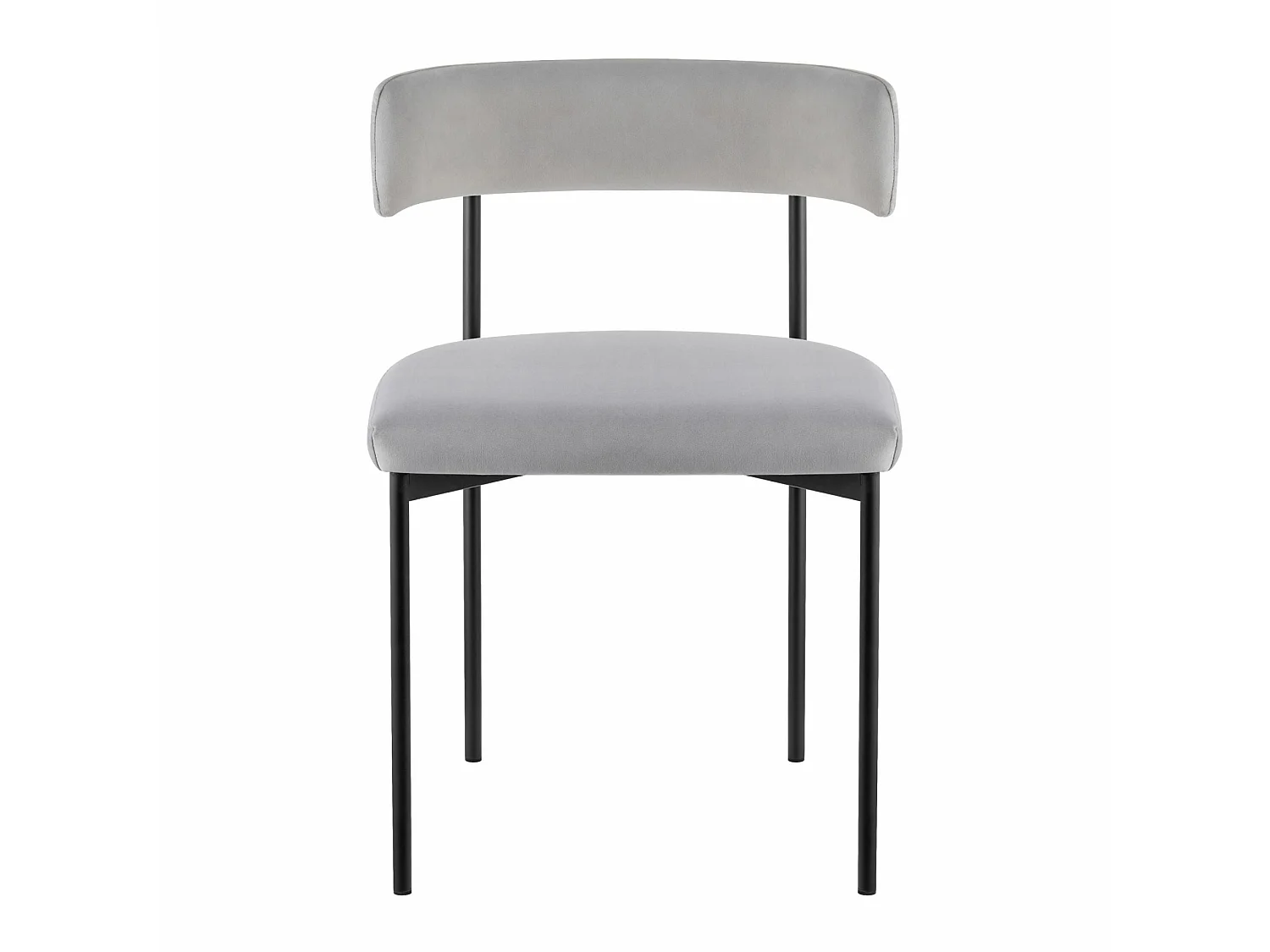 Sedia imbottita – velluto grigio – gambe nere – LOANNY