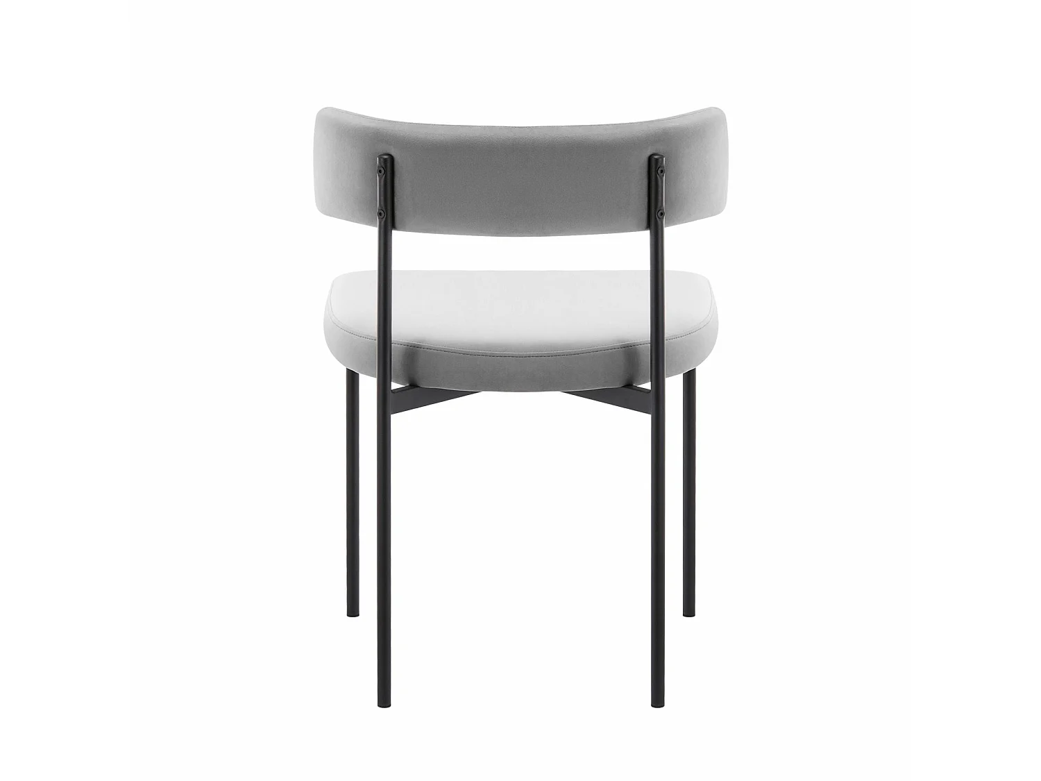 Sedia imbottita – velluto grigio – gambe nere – LOANNY