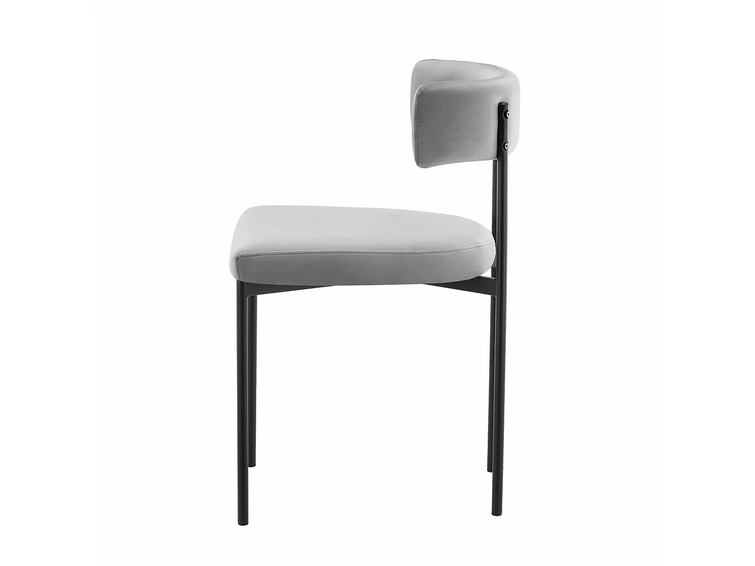 Sedia imbottita – velluto grigio – gambe nere – LOANNY