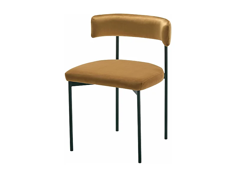 Silla tapizada – terciopelo marrón cobrizo – patas negras – LOANNY