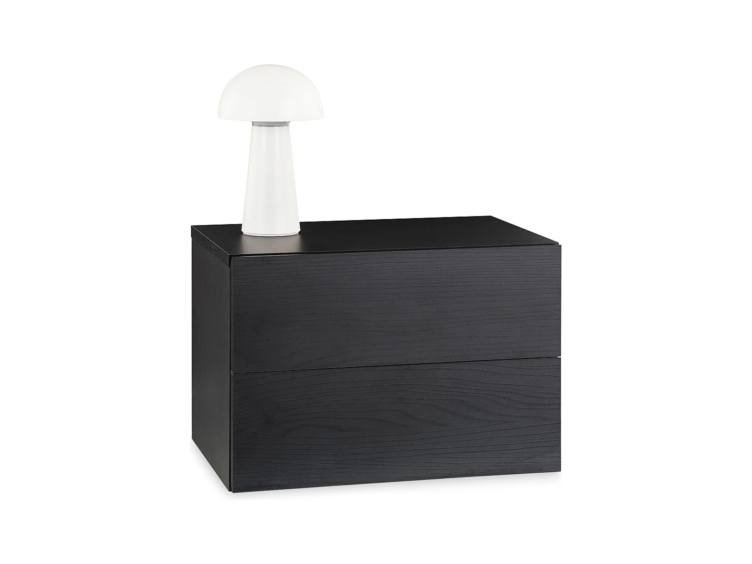 Chevet suspendu FLORENT en bois coloris frêne noir avec 2 tiroirs sans poignée étagère murale