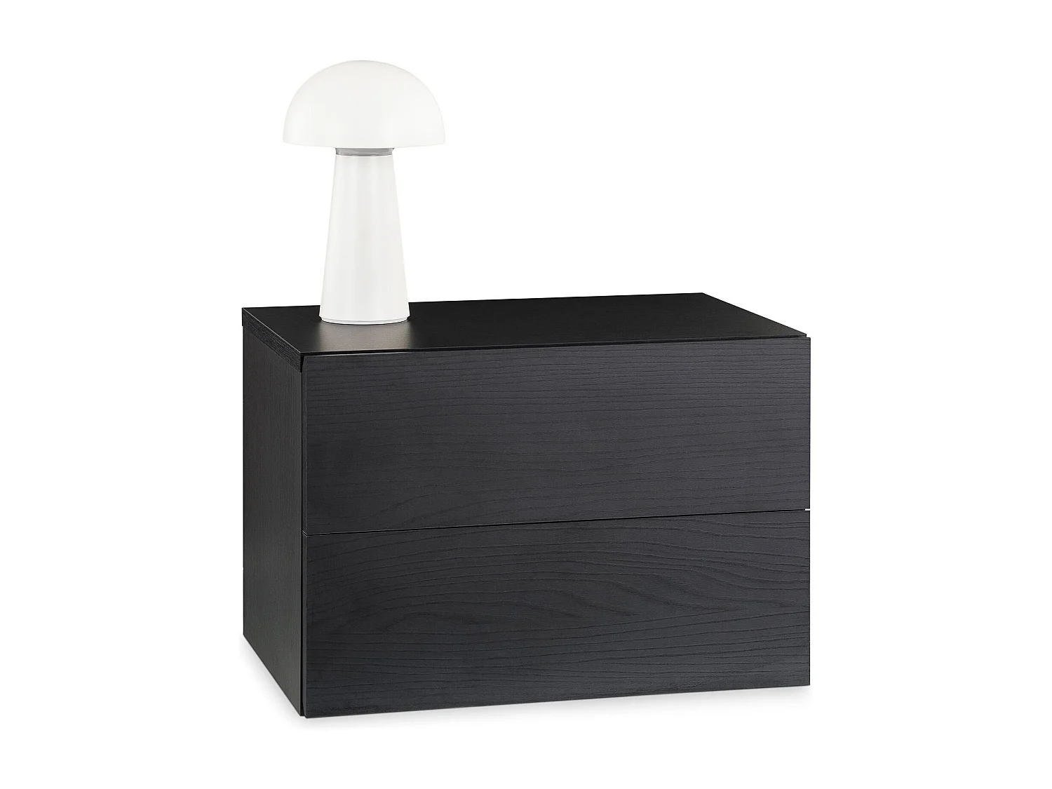 Chevet suspendu FLORENT en bois coloris frêne noir avec 2 tiroirs sans poignée étagère murale