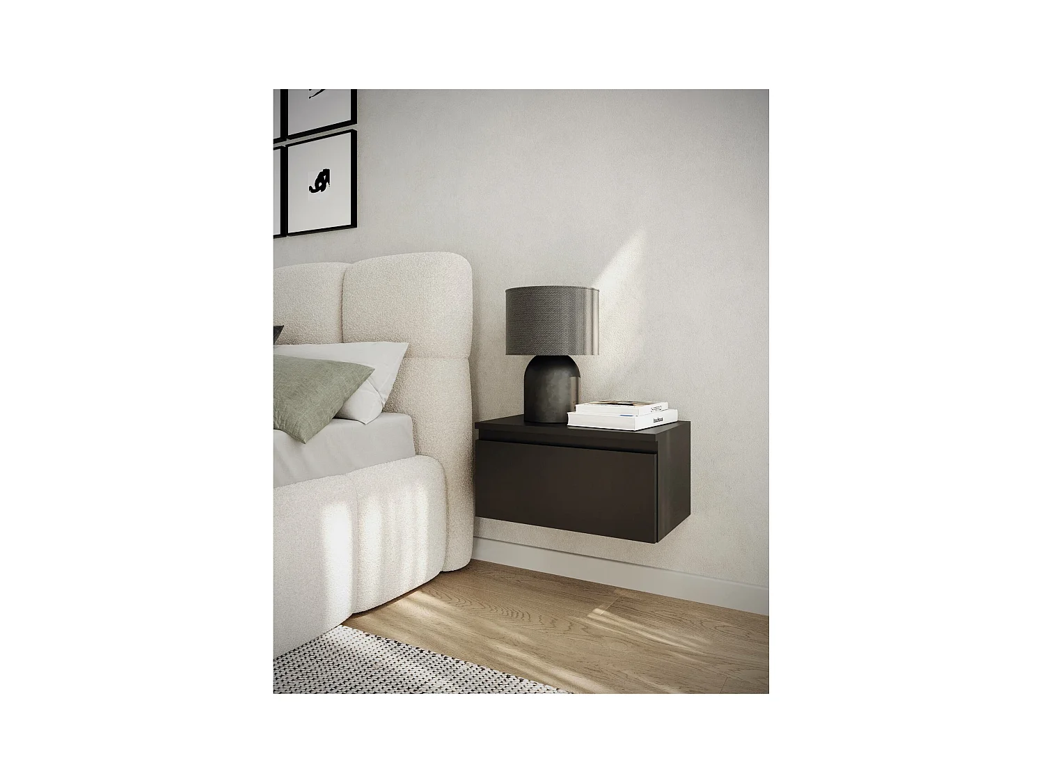 Table de chevet suspendue - 49 cm - noir - BEMMI