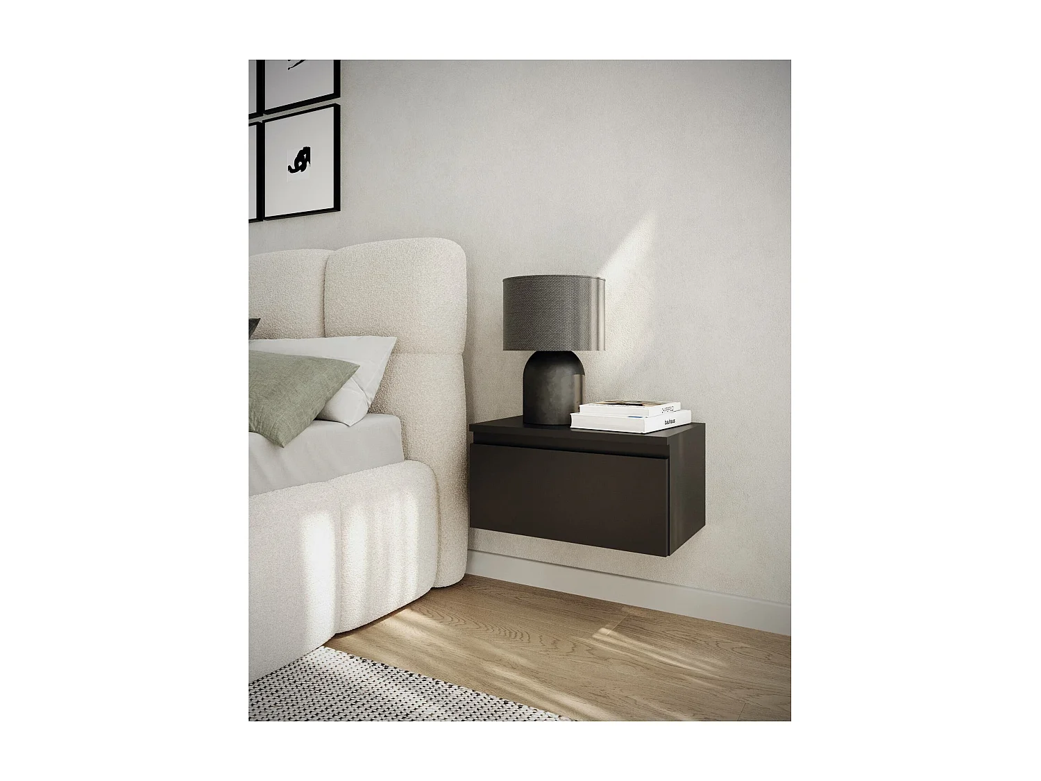 Table de chevet suspendue - 49 cm - noir - BEMMI